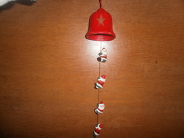Red Christmas Bell With Gold Star and   Dangling Santas - $58.01 MXN