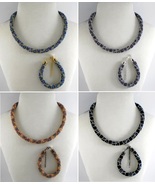 Jewelery set: beaded Necklace-Bracelet, Geometric pattern, Handmade - $65.36 CAD