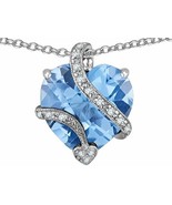 Star K Large 15mm Heart Shape Simulated Aquamarine Love Pendant - $69.00 CAD