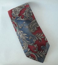 CC Courtenay Red Blue Gray Neck Tie 100% Silk Paisley Floral Mens Neckwear - £22.37 GBP