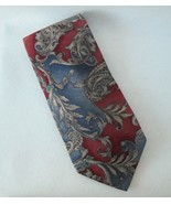 CC Courtenay Red Blue Gray Neck Tie 100% Silk Paisley Floral Mens Neckwear - £22.38 GBP