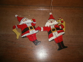 2 Flat Wooden Santa Christmas Ornaments - $2.73 CAD