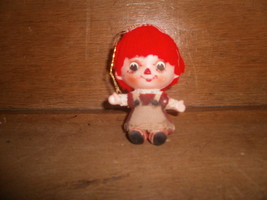 Plastic Baby Doll Christmas Ornament with Red Yarn Hair , Felt - $3.00