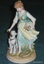 Ethan Allen Figurine Bisque Girl With Spaniel Dog 3215A - CUTE CHRISTMAS... - £33.64 GBP