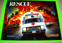 Rescue 911 Pinball Machine Translite Original 1994 Unused Helicopter Ambulance - £58.47 GBP