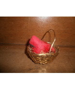 Red Bird In A Gold Wire Basket  - £1.59 GBP