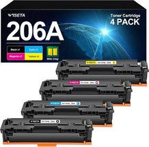 Wiseta Compatible Toner Cartridge Replacement for HP 206A (B,C,M,Y 4 Packs) - $149.99