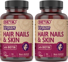 DEVA Vegan Vitamins Hair, Nails &amp; Skin Supplement with 500 mcg of Biotin Per Tab - £36.76 GBP