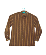 Tommy Bahama Shirt Button Up Mens Large Striped Brown Tan Pineapple Prin... - £25.16 GBP