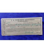 J.A.Coburn&#39;s Minstrels  1923 Lot Contract &quot;All White Performers&quot; Dublin,... - $42.08