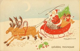Dutch Christmas Postcard Desig Willy Schermele P102 - £7.82 GBP