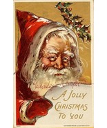 c.1908 CHRISTMAS Santa Glitter HOLLY postcard P153 - £7.85 GBP