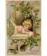 c.1910 CHRISTMAS Bells CHILD Holly postcard P154 - £7.85 GBP