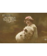Edwardian Young GIRL Fur Bonne Annee FRENCH postcard - £7.85 GBP