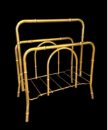 Chinoiserie Faux Bamboo Brass Magazine Rack Stand Record Album Regency V... - $3,719.01 MXN