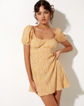 Motel Rocks Sasi Dress In Flower Garden Yellow (MR22) - £11.98 GBP