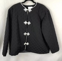 Susan Graver Womens L Jacket Style Black Quilted Asian Japanese Career W... - $29.46