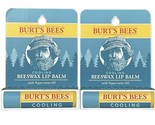 Burts Bees Mens Cooling Beeswax Lip Balm With Peppermint Oil Lot of 2 New - $21.66