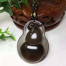 natural ice Obsidian stone  Hand carved  calabash charm  gourd pendant n... - £23.73 GBP