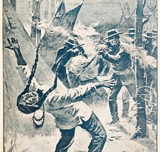 1891 Death Of Sitting Bull Blue Plate Print Victorian Indian War History... - $39.99