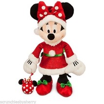 Disney Minnie Mouse Santa Plush Toy Christmas Ornament in Hand 17&quot; Theme Parks - £46.94 GBP