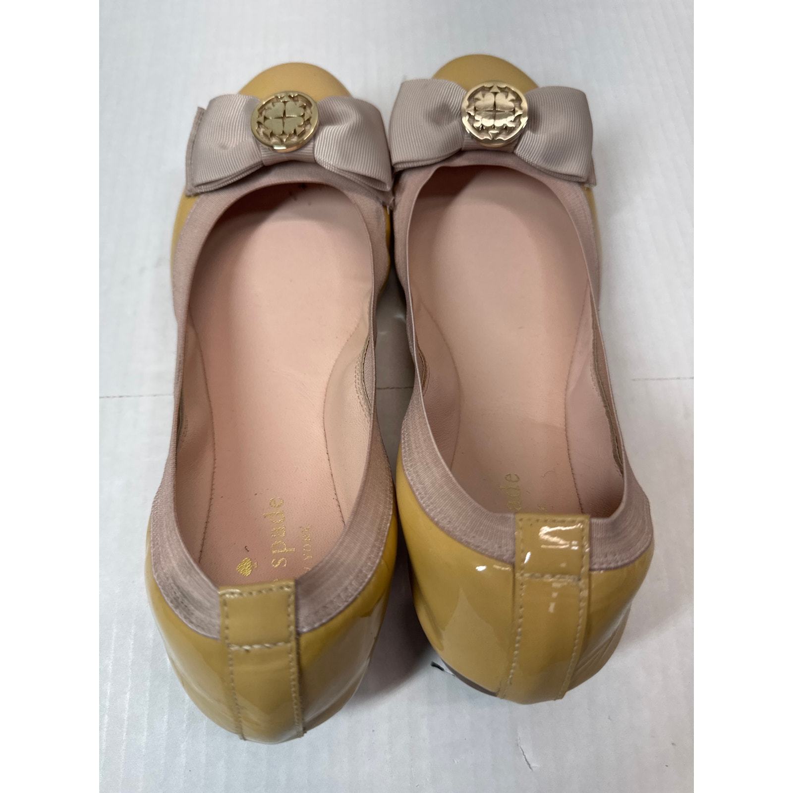 KATE SPADE Nude Patent Leather Ballet Flats With Bow And Elastic Logo Size 7 Item image 3