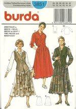 Burda Sewing Pattern 3851 Misses Womens Skirt Blouse Waistcoat Sz 10 - 20 Uncut - $9.99