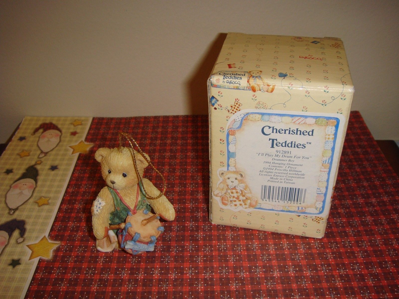 Cherished Teddies Bear I&#39;ll Play My Drum For You Christmas Ornament - $11.49