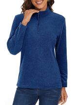 MAGCOMSEN Women&#39;s 1/4 Zip Fleece Pullover D Blue Size M Warm Comfort - $125.18 MXN