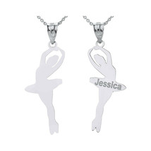 Personalized Engrave Name Silver Ballerina Girl Dancer Pendant Necklace - $61.13+