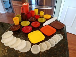 Tupperware Harvest #1400 #1401 #1399 #1503 Child Tuppertoy Bowls Cups Plates Lot - $73.49