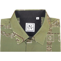 Men Sports Shirt by DE-NIKO Long Sleeves Fashion Print Soft Modal 2F008 Olive image 8