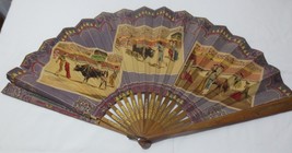 Vintage Spanish Bullfights Memory Paper Hand Fan - £24.12 GBP