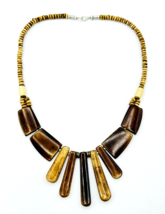 Wooden Bead Coconut Shell BOHO Necklace - £14.01 GBP