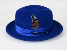 Men Bruno Capelo Hat Australian Wool Crushable Fedora Giovani Un108 Royal Blue image 3
