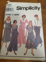 Simplicity 8480 Button-Up Top Lace Overlay Pleated Pants Gored Skirt Sz ... - $4.95
