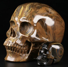 Tiger Iron Eye Crystal Skull Reiki- Mineral- Healing-Quartz-Realistic - £11.72 GBP+