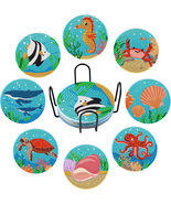 Art Painting Diamond Coasters Kit, 8Pcs Diamond Ocean Art Coasters with ... - $14.54