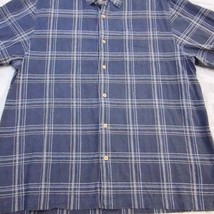 Austin Clothing Shirt Mens XL Blue Short Sleeve Button Up Plaid 100% Cotton - £17.81 GBP