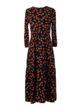 NWT J.Crew Flowy Tiered Midi in Navy Persimmon Poppy Fields Floral Dress 4 - £46.92 GBP