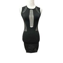 Iets Frans Womens Bodycon Dress Black Cutout Jewel Neck Sleeveless Sexy ... - £37.94 GBP