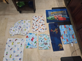 Set of 9 Crib Toddler Sheets Fitted Flat Top Comforter Batman Cars Paw P... - €26,05 EUR