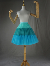 Green Blue Knee Length Tulle Skirt Women Custom Size A-line Tutu Skirt image 1