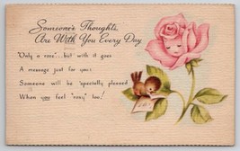 Baby Bird and Face In Rose Thoughts Are With You To Kalamazoo MI Postcard L21 - £4.75 GBP
