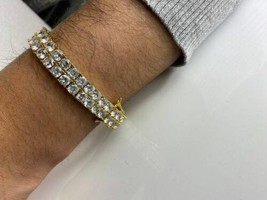 12CT Round Cut Simulated Diamond Bracelet Gift For Husband925 Silver Gold Plated - £175.20 GBP