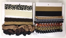 Hair Accessory Set 15pc Scrunchies, Hair Ties , Ponytail Holder Brown Bl... - £7.66 GBP