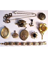 Vtg 10 Pcs Baer SP Necklace Anchor Pin 2 Lockets Elephant Bracelet Pendants - $135.09 CAD