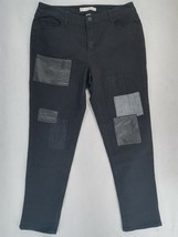 Contemporary Size 16 Black Patched Women&#39;s Jeans Distressed Denim High Rise - $12.34