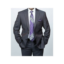 Mens DKNY 100% Wool Two Button Notch Lapel Slim fit Shark Texture 1364 Dark Gray image 6