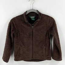 LL Bean Girls Fleece Jacket Size 6X - 7 Chocolate Brown Zip Up Basic - $23.76